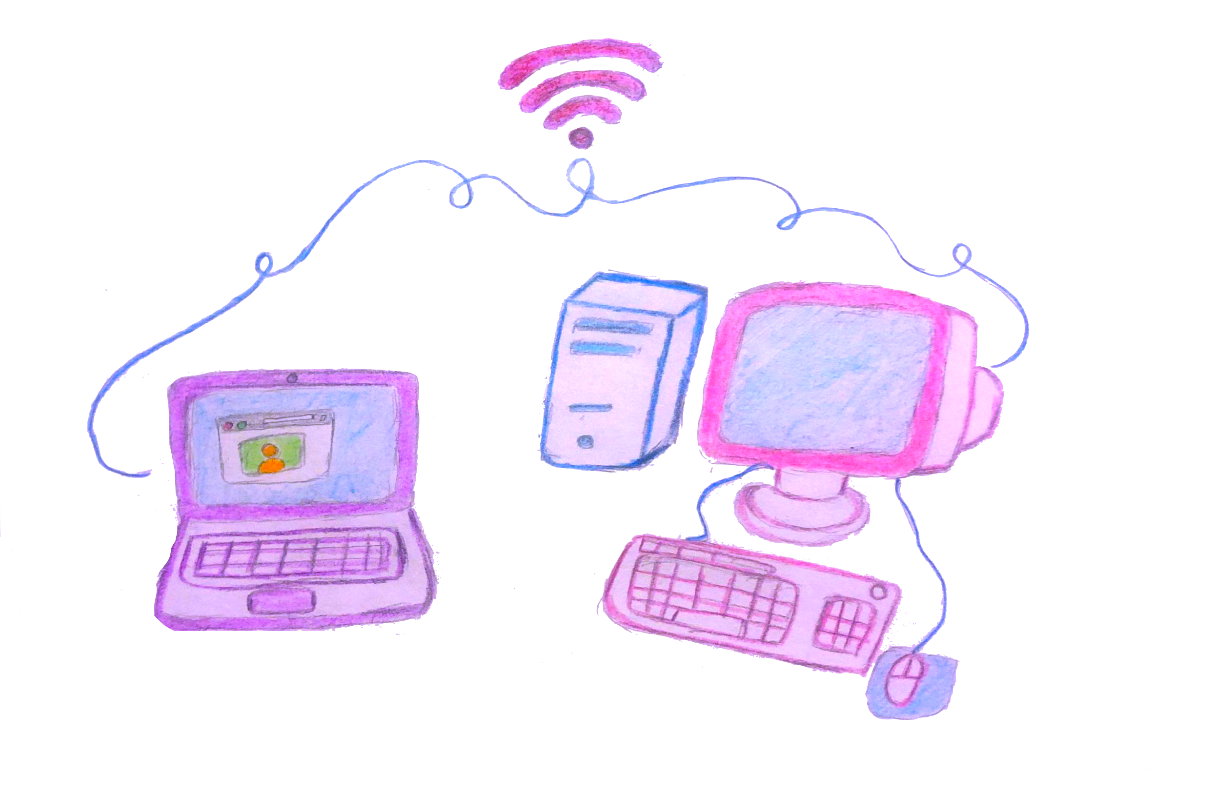 Cartoon repesenting networked devices
