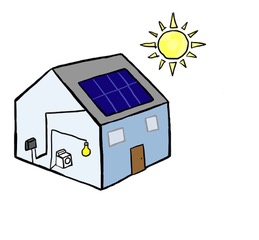 Cartoon of a solar powered house